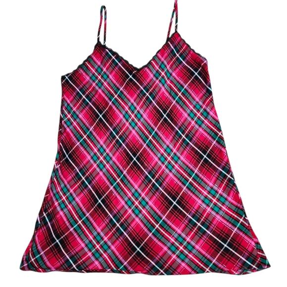 Victoria’s Secret Red Holiday Plaid Nightgown Slip‎ Dress Size XL Lingerie - Picture 2 of 7